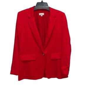 Loft Womens Notch Lapel One Button Lyocell Lined Blazer‎ Red Size 6